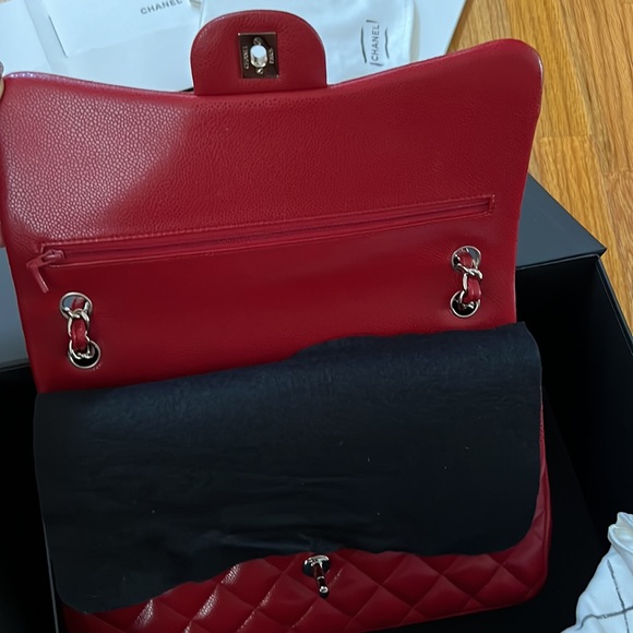 Chanel Classic, Double Flap, Quilted with Caviar leather, Jumbo Red Bag - Picture 6 of 16